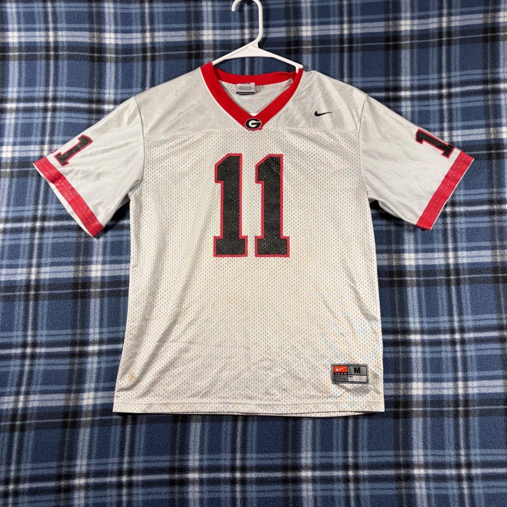 Nike Georgia Bulldogs Youth Jersey 11 UGA Football White Mesh Kids Medium 12/14